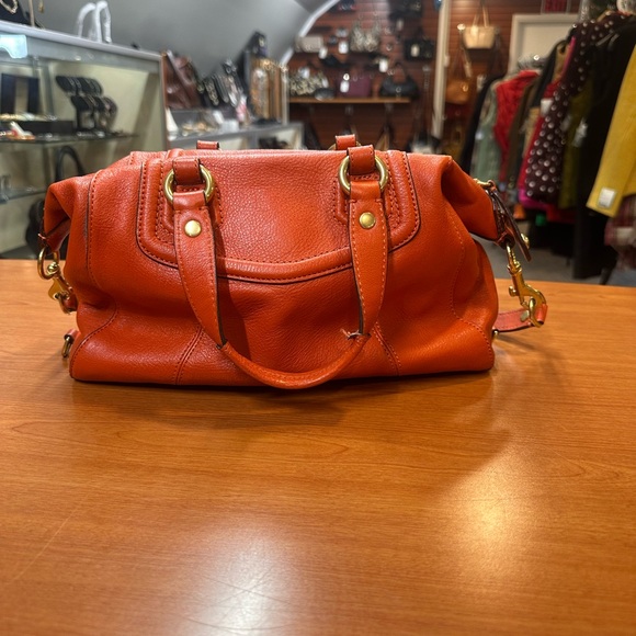 Coach Vibrant Orange Leather Satchel - Picture 2 of 8
